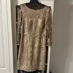 Elegant Gold Lace Dress